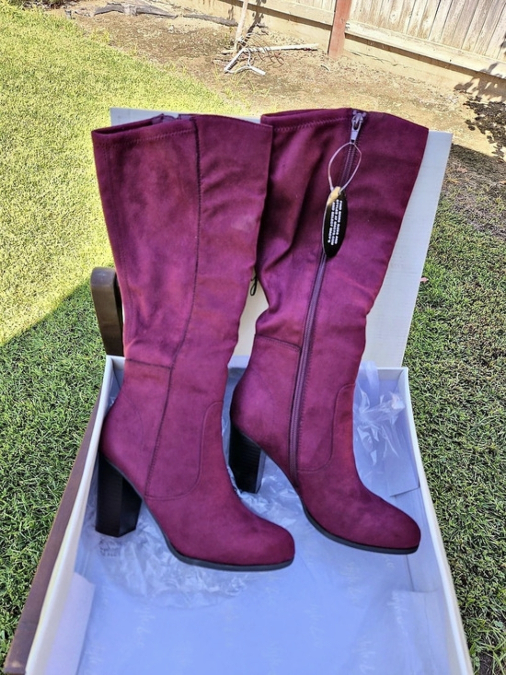 NIB Style & Co Addyy Faux Suede Knee High Boots Wine 5.5 M